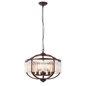 Indoor 5-Light Oil Rubbed Bronze Uplight Pendant Globe Crystal Chandelier with Shade Adjustable Height