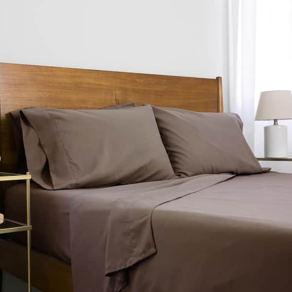 SOUTHSHORE FINE LINENS Deep Pocket 6-Piece Dark Taupe Microfiber Full Sheet Set
