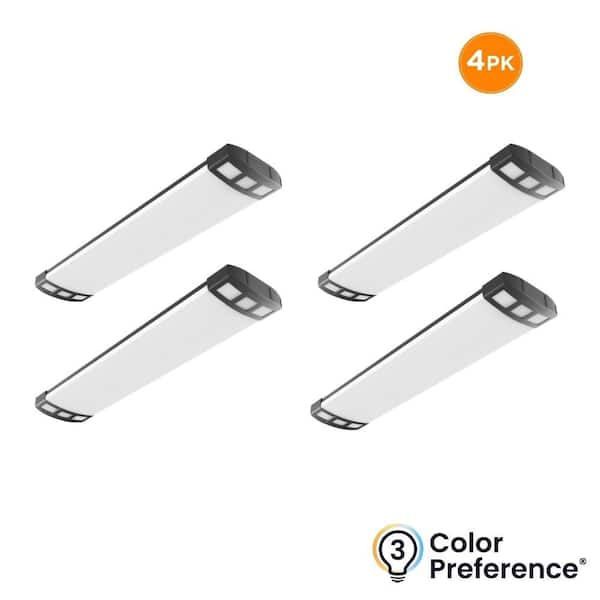 4-Pack NUDECO 4 ft. x 10 in. 5000 Lumens, Integrated LED Dimmable Black Wraparound Light, Selectable 3000K 4000K 5000K