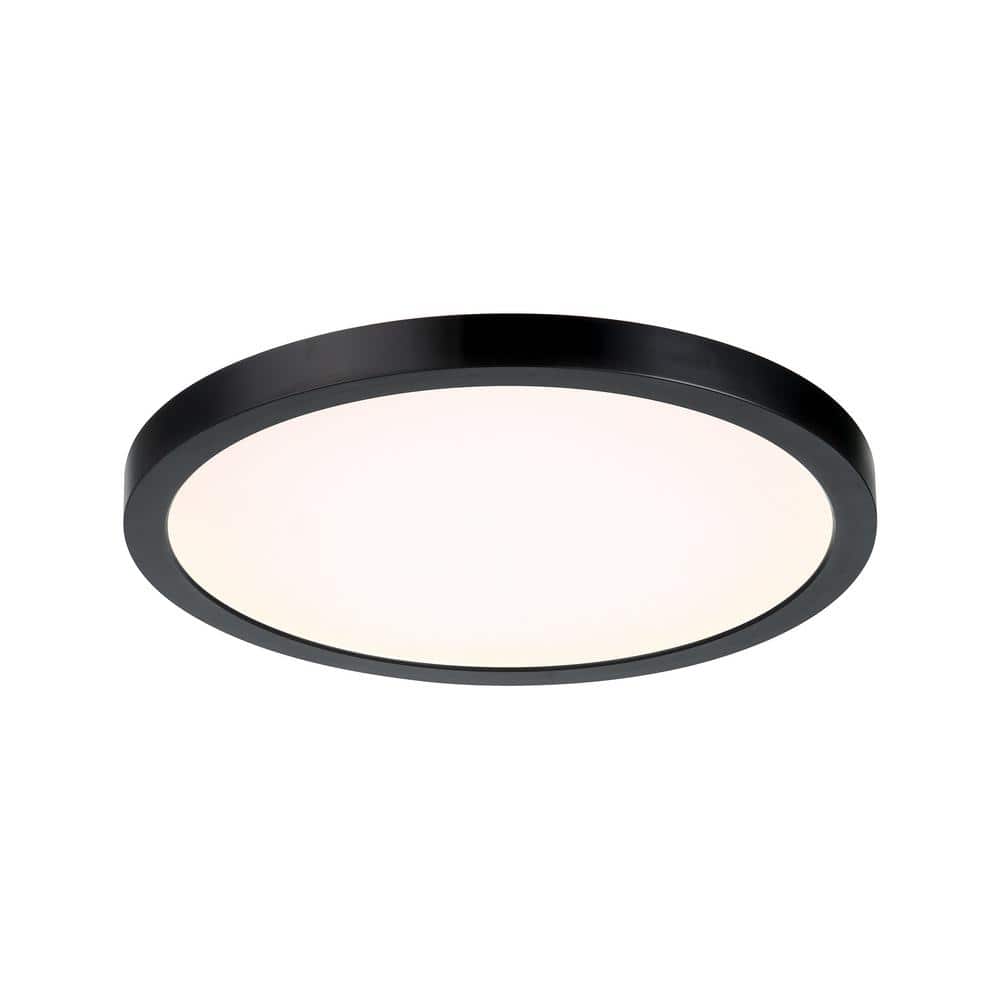 12-inch Black LED Flush Mount Ceiling Light with Clear Shade