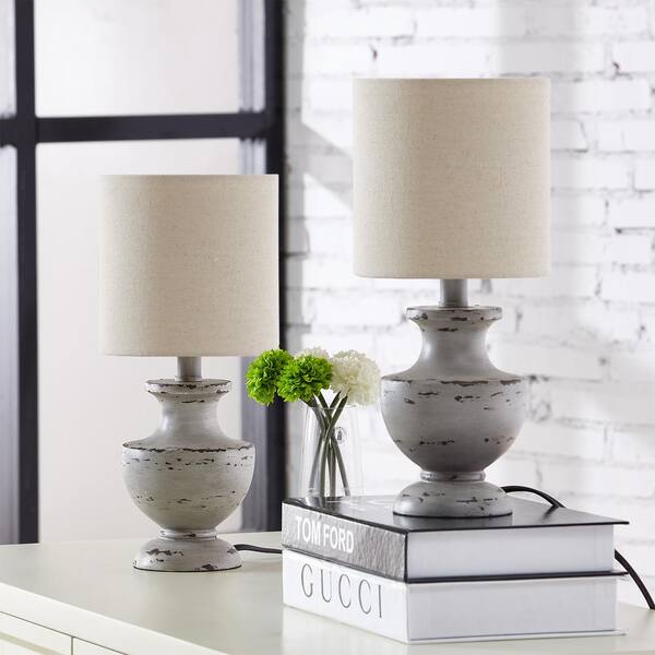 pair of grey bedside lamps