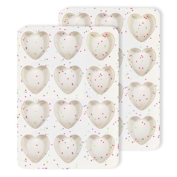 2 Inch Small Heart Shaped Silicone Molds for Chocolate, Candy, Cake, Soap, Resin (Set of 2, Cream)