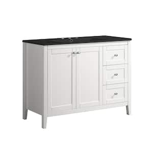 Cannes 48 in. White Bathroom Vanity in Black with 3-Hole Ceramic Sink Top