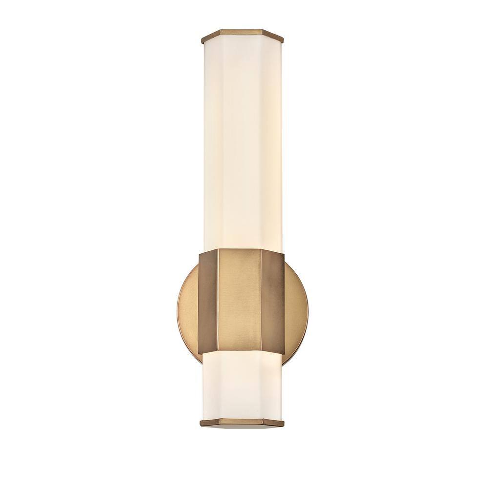 Heritage Brass Cylinder Wall Sconce with Etched Glass