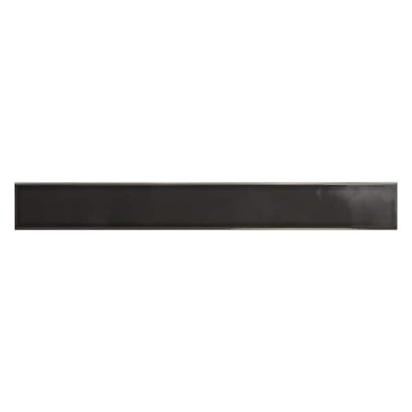 Horizonte 2 in. x 16 in. Glossy Jet Black Ceramic Subway Wall Tile (10.76 sq. ft./case)-50 Pack