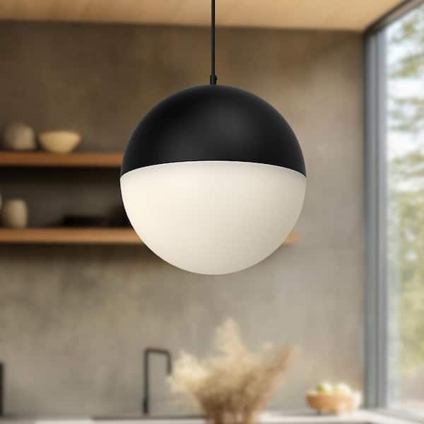 KUZCO Monae 8 in. 1 Light 17-Watt Black Integrated LED Pendant