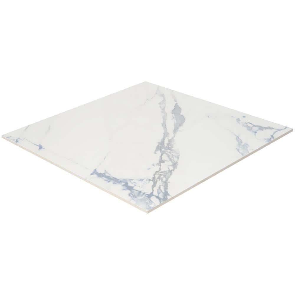 Calacatta Azur 24x24 Matte Porcelain Tile with Blue Veining