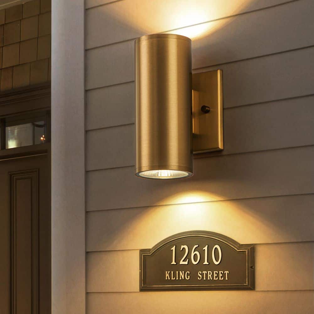 EDISLIVE Aleaa 2-Light Gold Integrated LED Cylinder Outdoor Wall