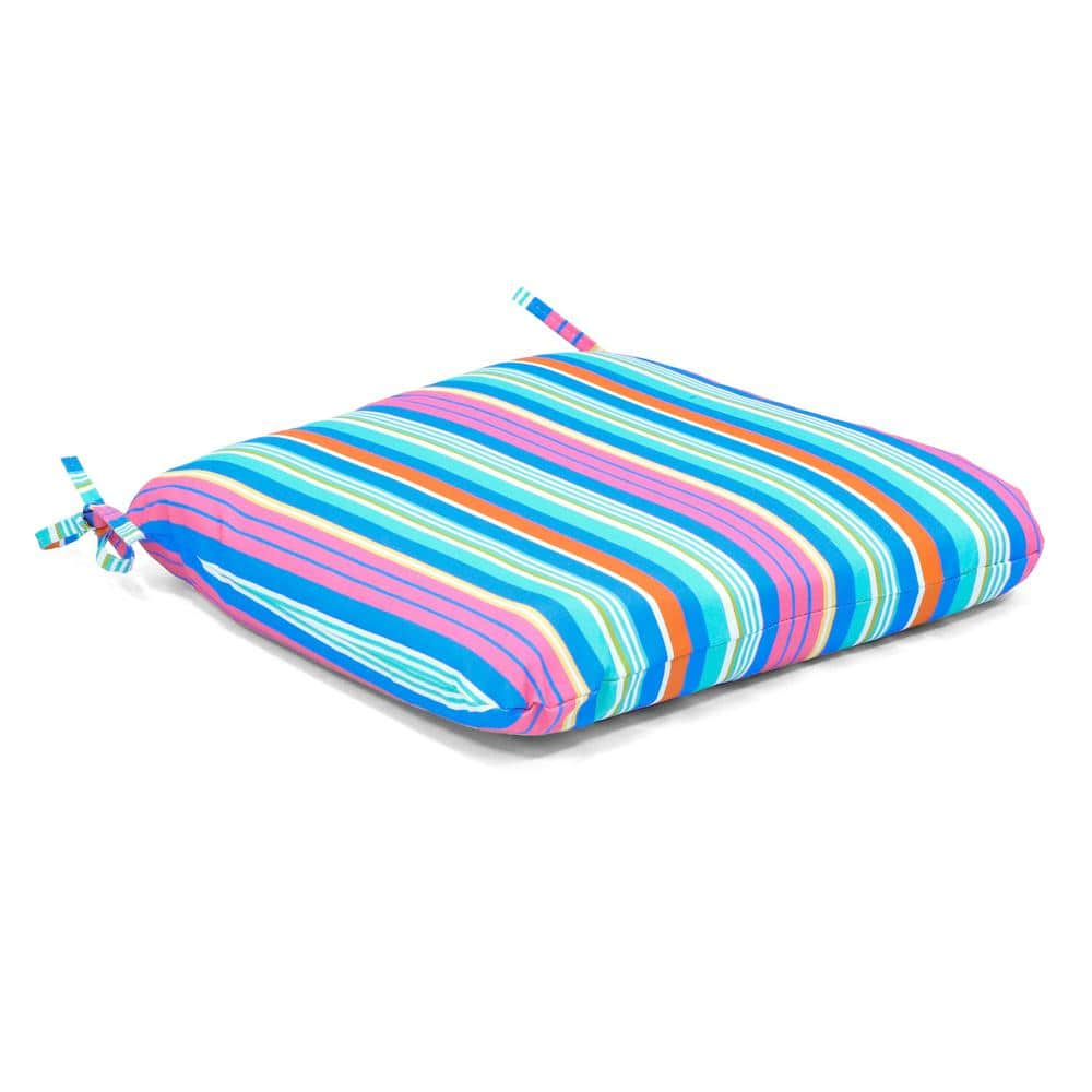 Hampton Bay 20 x 19 in. Hawking Stripe Contoured Outdoor Seat Cushion