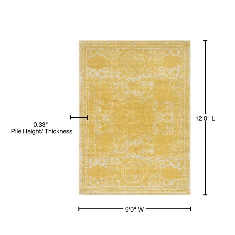 Bromley Vintage Yellow 9' x 12' Distressed Area Rug