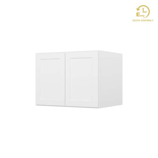HOMLUX Easy-DIY 33 in. W x 24 in. D x 24 in. H in Shaker White Ready to Assemble Wall Refrigerator Kitchen Cabinet with 2-Doors