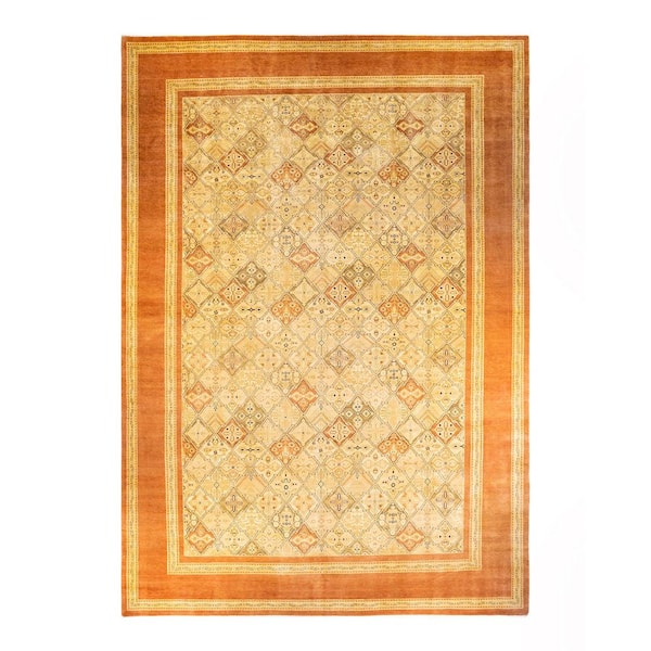 Eclectic 12 ft. x 18 ft. Brown  Floral Wool Indoor Area Rug