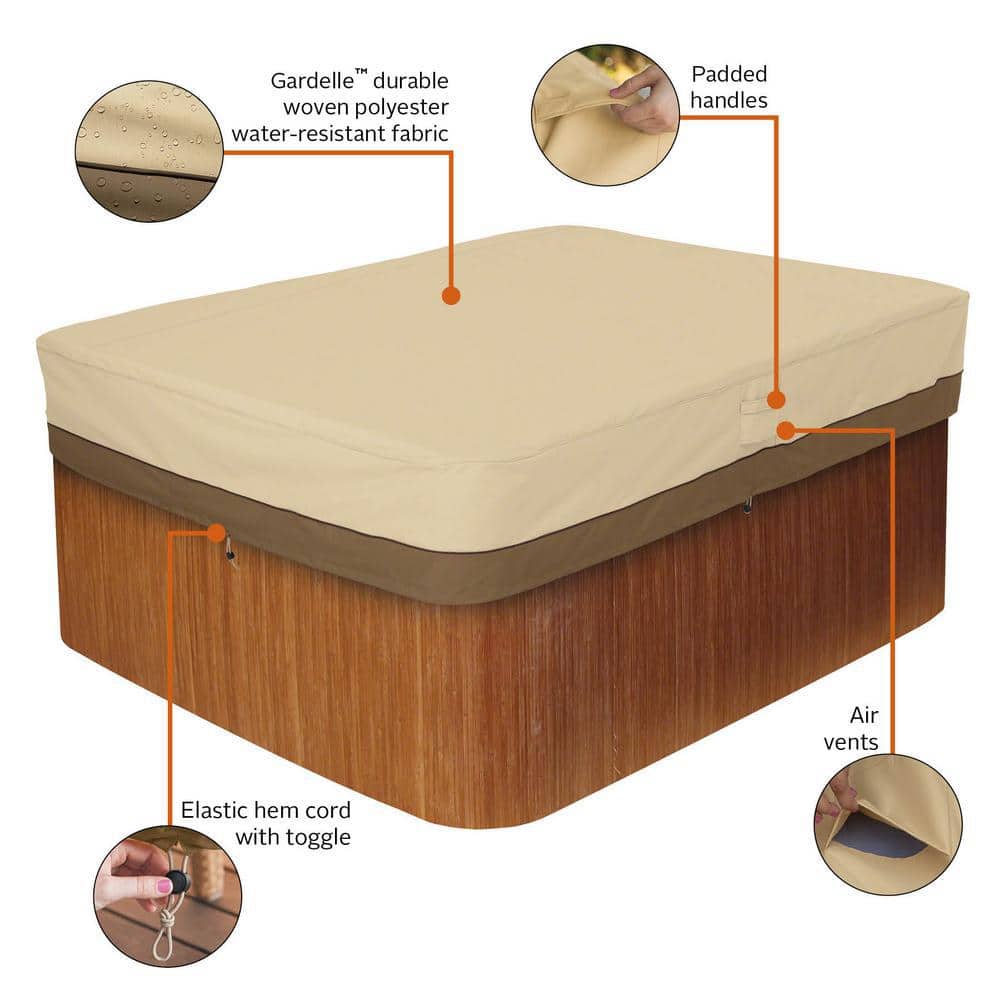 Veranda Beige and Brown Water-Resistant 82" Rectangular Hot Tub Cover