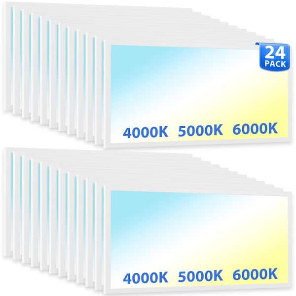 24-Pack 2 ft. x 4 ft. 6250 Lumen Dimmable Integrated LED Flat Panel Ceiling Flush Mount Fixture with Selectable 3CCT