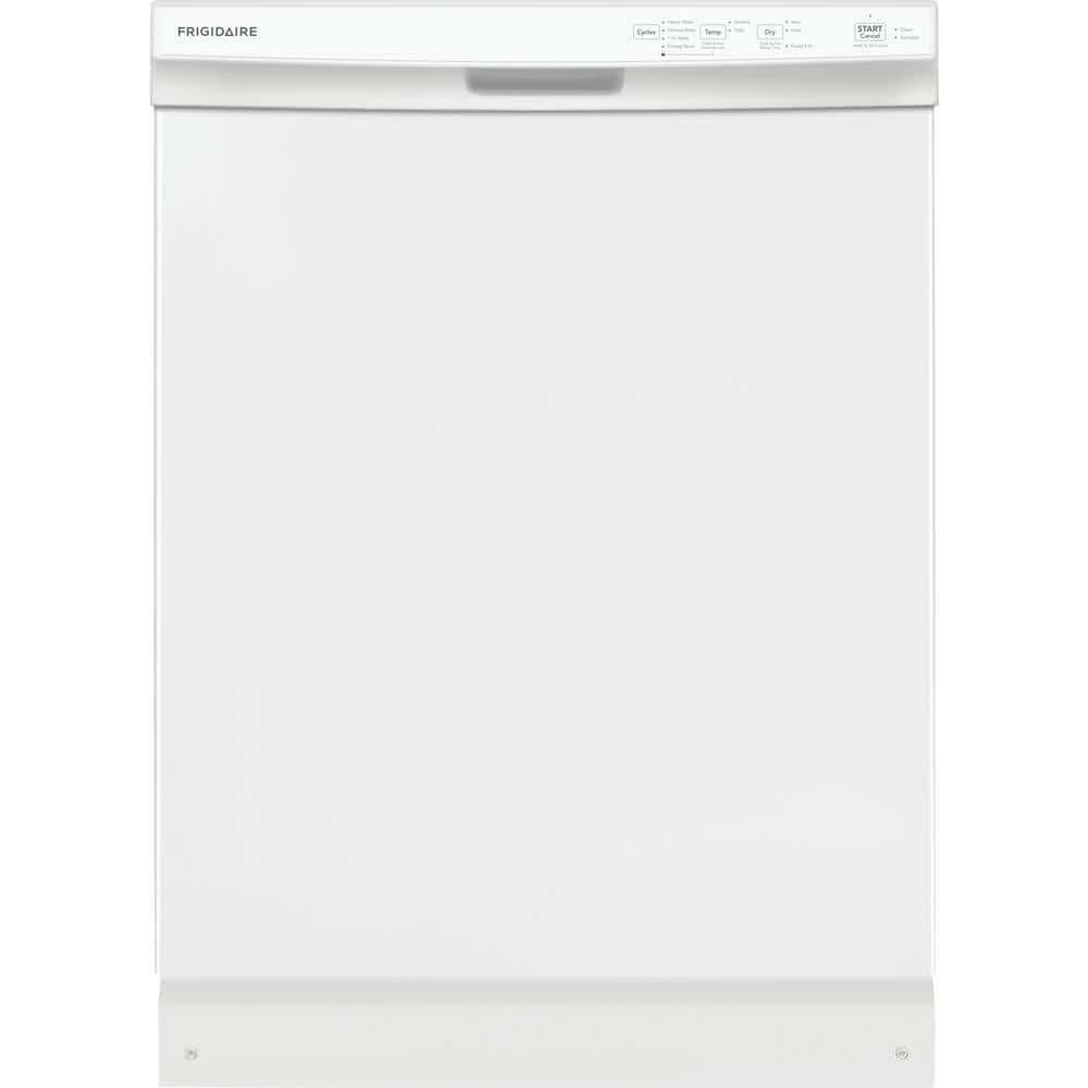 Frigidaire 24 in Front Control Built-In Tall Tub Dishwasher in White with 4-cycles and DishSense Sensor Technology