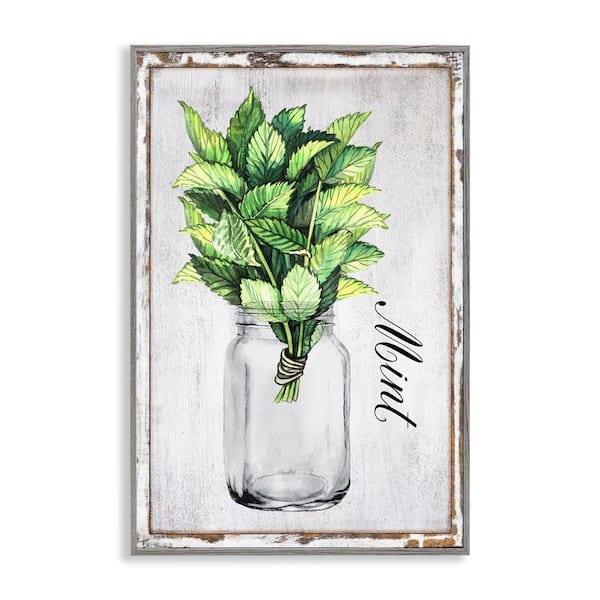 Stupell Industries Rustic Garden Mint by Creatif Belle Gray Framed Nature Giclee Art Print 24 in. x 16 in.
