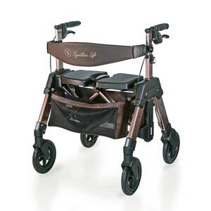 Elite Travel 4-Wheel Bariatric Rollator with Large Seat in Champagne Gold