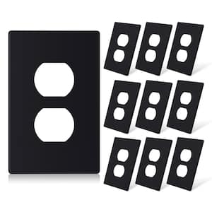 2-Gang Black Duplex Outlet Plastic Wall Plate (10-pack)