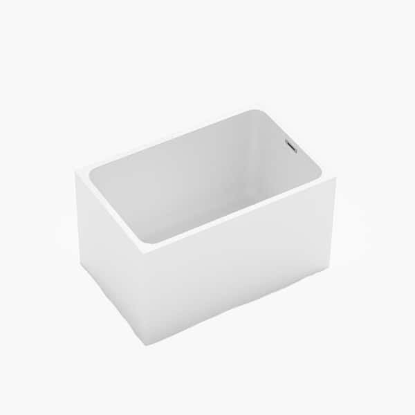 43.30 in. x 27.60 in. Soaking Bathtub Spacious Rectangle Shape, Gloss White Finish, Chrome Overflow and Pop-Up Drain