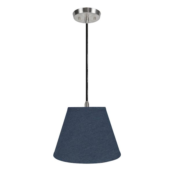 Aspen Creative Corporation 1-Light Satin Nickel Pendant-Light - Pendant Design with Washing Blue Hardback Empire Fabric Shade