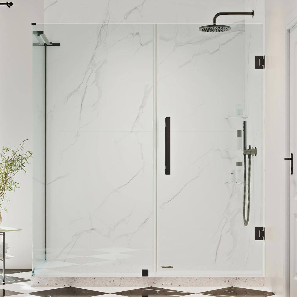 Tampa-Pro Black Frameless Corner Shower Enclosure with Shelves