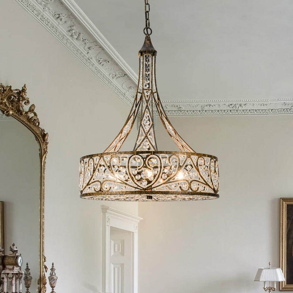 LLHZSY Lunarisca 6-Light 19.68 in. Bronze Vintage Drum Chandelier