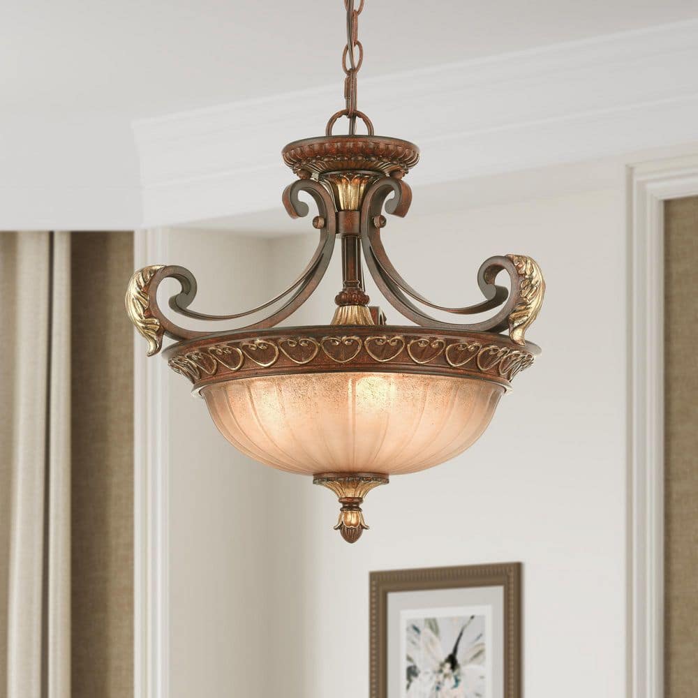 Chaumont 3-Light Verona Bronze with Aged Gold Leaf Accents Semi Flush Mount price history on PriceWatchPro
