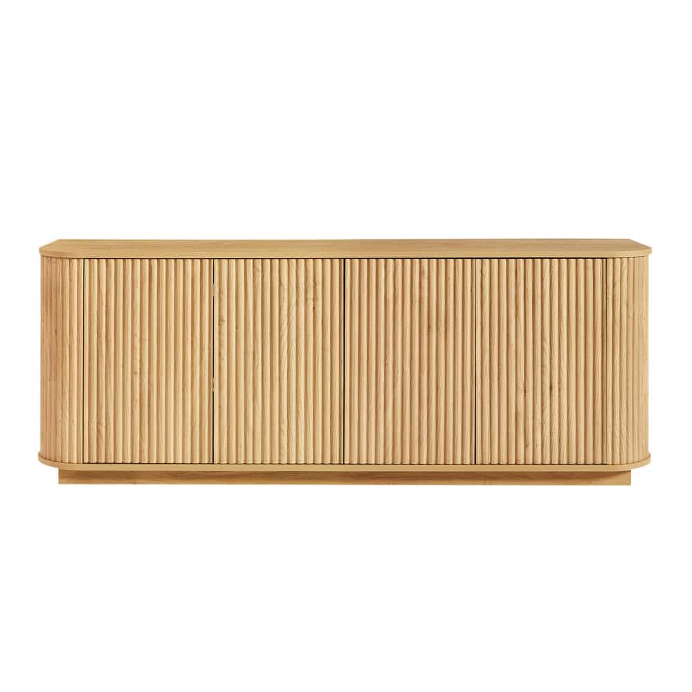64 in. W x 15 in. D x 24in. H Brown Wood Linen Cabinet with wave Pattern, V