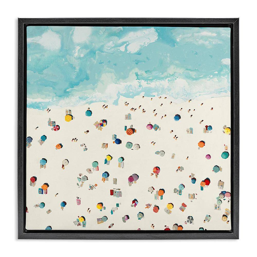 Abstract People on Beach by Randy Hibberd 1 Piece Black Floater Frame People Graphic Art Print 25 in. x 25 in. price history on PriceWatchPro