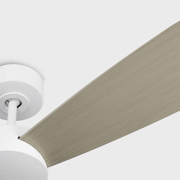 Generation Lighting - Fan Paddle Smart 52 in. Matte White Downrod Mount Standard Ceiling Fan with Remote and White Cerused Oak Blades