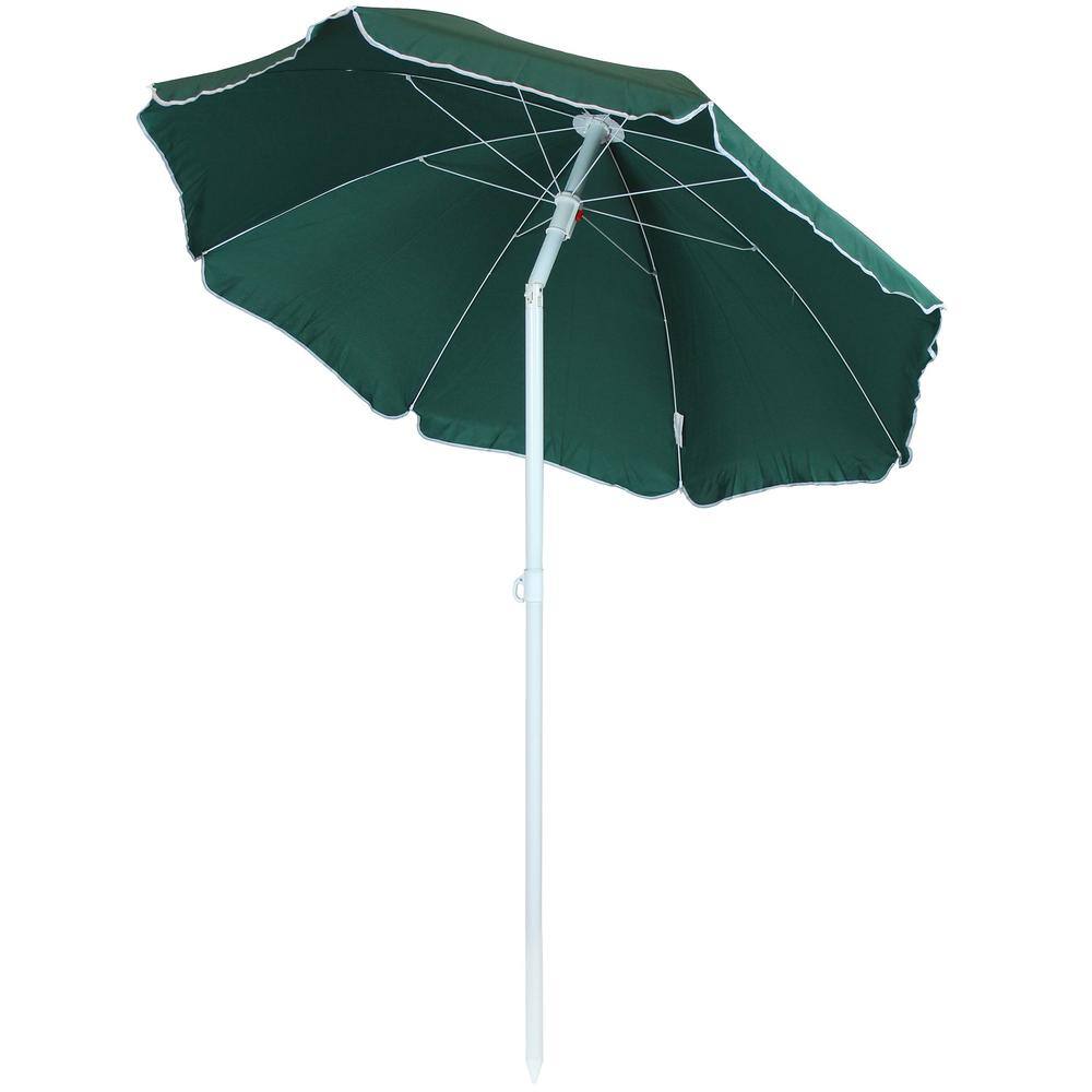 5-Foot Sage Green Polyester Beach Umbrella with Tilt Function