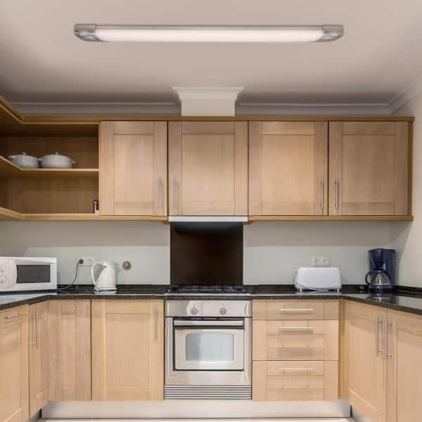 2-Pack 4 ft. Brushed Nickel Triangle End Caps 5250LM 75W Integrated LED Wraparound Light Adjustable CCT Night Light