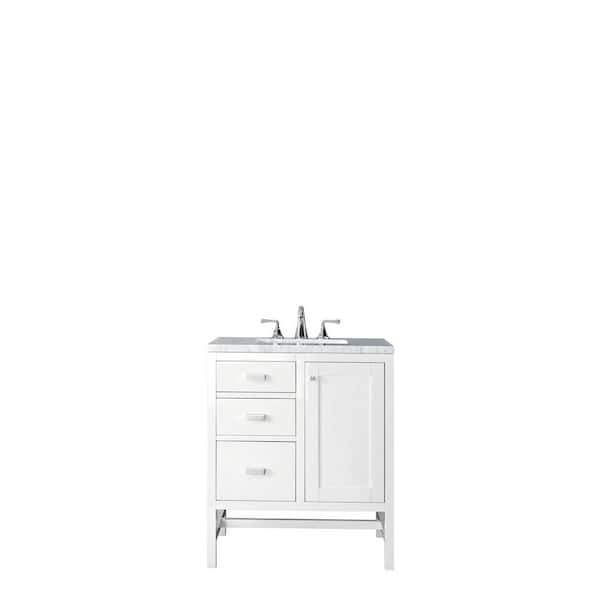 James Martin Vanities Addison 30 in. W x 23.5 in. D x 35.5 in. H Single Bath Vanity in White with Artic Fall Solid Surface Top
