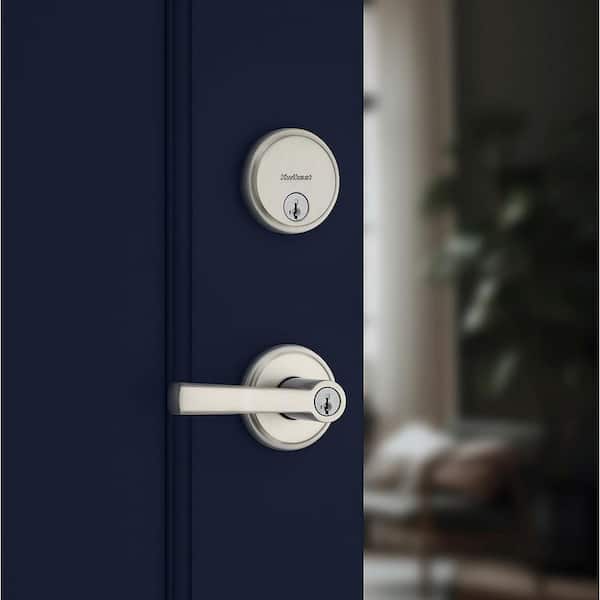 HOSOM Front Door Handle Set, Satin Nickel Exterior Door Lock Set With Deadbolt Single Cylinder Reversible For Right And Left Handed Doors - View #3