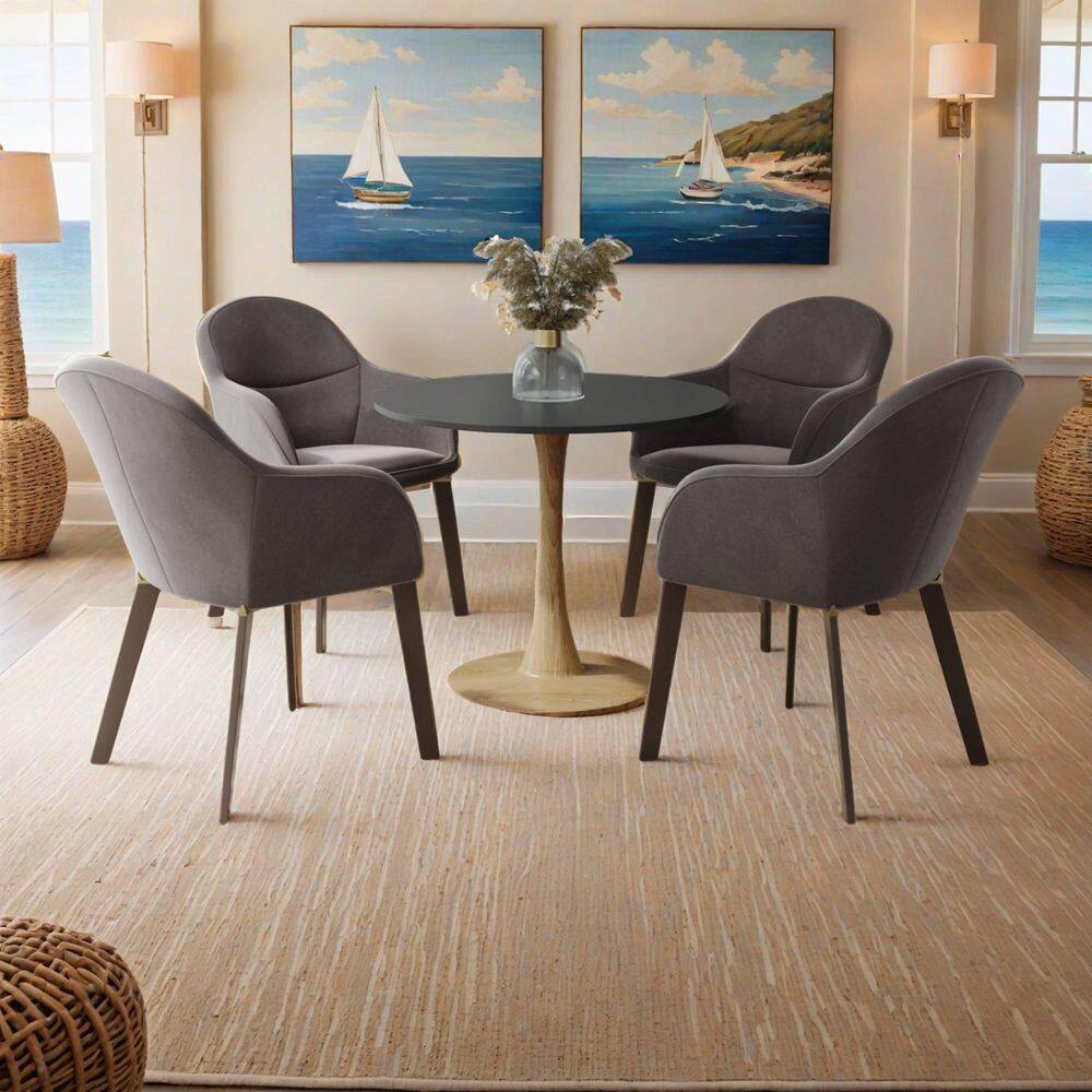 Leisuremod Bristol 24 in. Round Dining Table with MDF Top and Natural ...