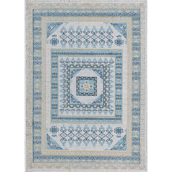 Rugs America Hailey Morning Glory 2'6"x8' Vintage White Area Rug
