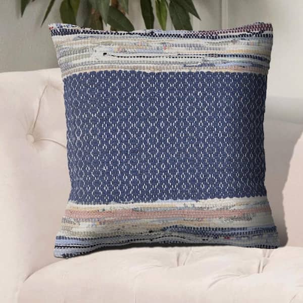 Unbranded Vintage Blue Multicolored Geometric Hypoallergenic Polyester 18 in. x 18 in. Indoor Throw Pillow