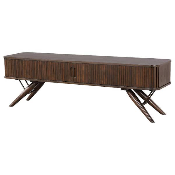 Benjara Brown TV Stand Fits TVs up to 65.75 to 70.75 in. with Metal Legs