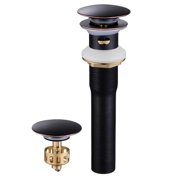 GAGALIFE 1-3/4 in. Stainless Steel Pop Up Drain Strainer Stopper with Overflow for Bathroom Sink with Basket in Oil Rubbed Bronze