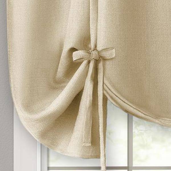 L Polyester Light Filtering Tie Up, Brown Tie Up Curtains
