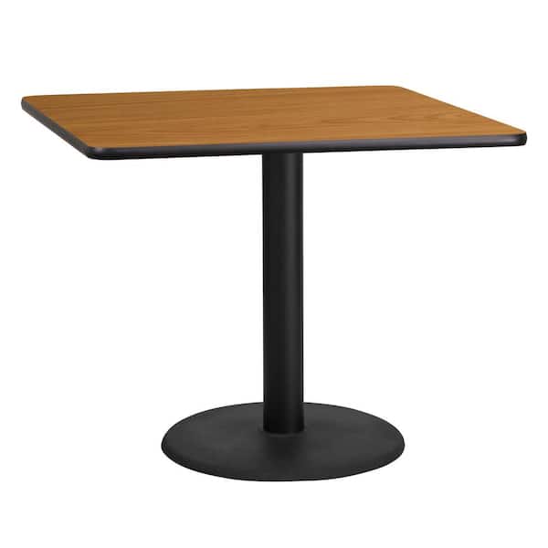 Flash Furniture 36 in. Square Natural Laminate Table Top with 24 in. Round Table Height Base