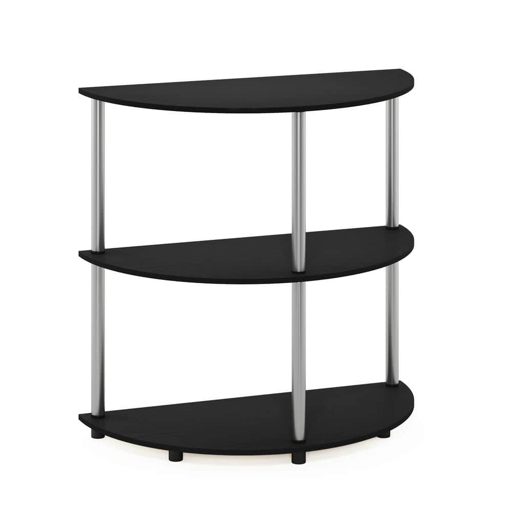 Frans Black Oak and Stainless Steel Half-Circle Console Table with Storage