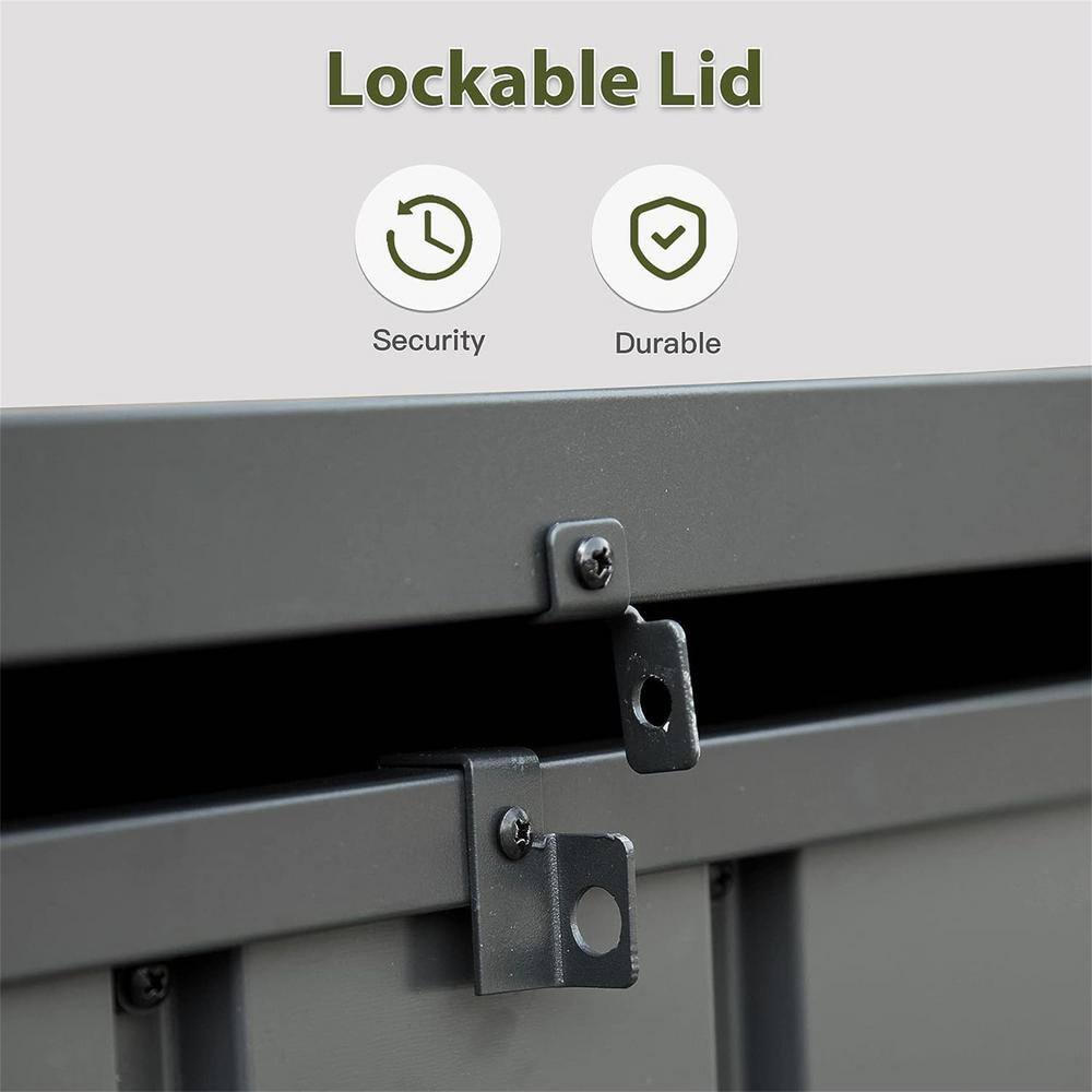 Dark Gray 150 Gallon Lockable Metal Deck Box with Wheels