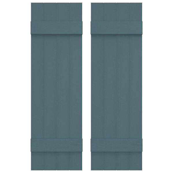 Builders Edge 14 in. W x 39 in. H Vinyl Exterior Joined Board and Batten Shutters Pair in Wedgewood Blue