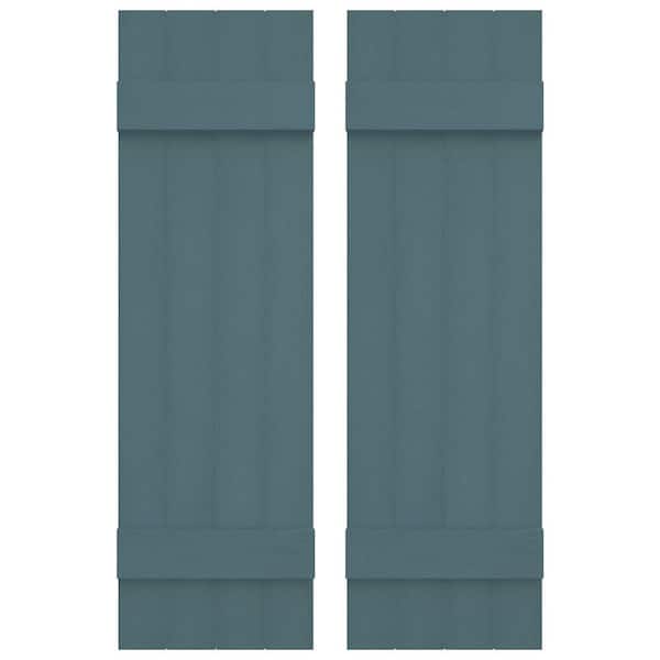 Builders Edge 14 in. W x 30 in. H TailorMade Four Board Joined (2 Batten), Board-n-Batten Shutters - Wedgewood Blue