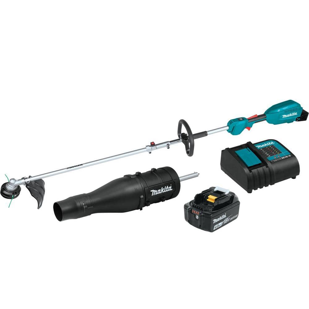 Makita LXT 18V Brushless Cordless Couple Shaft Power Head Kit with 13 in. String Trimmer and Leaf Blower Attachments, 4.0Ah -  XUX02SM1X3