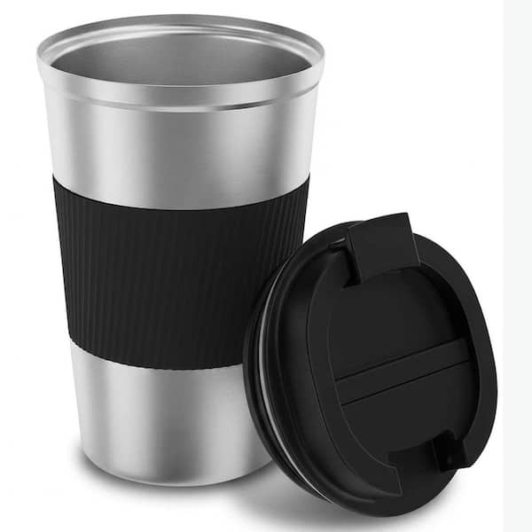 Unbranded 12 oz Silver Black Stainless Steel Travel Coffee Mug Thermal  Tumbler Hot Cold Drinkware with Lid, 1 Piece 29ESA05644