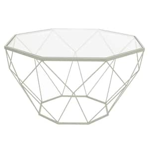 Malibu 28.75 in. White Octagon Glass Coffee Table