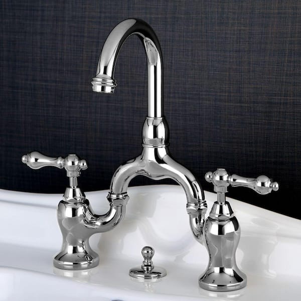 8 in. Widespread 2-Handle High-Arc Bridge Bathroom Faucet in Polished Chrome