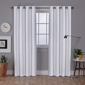 Vesta Winter White Solid Woven Room Darkening Grommet Top Curtain, 52 in. W x 96 in. L (Set of 2)